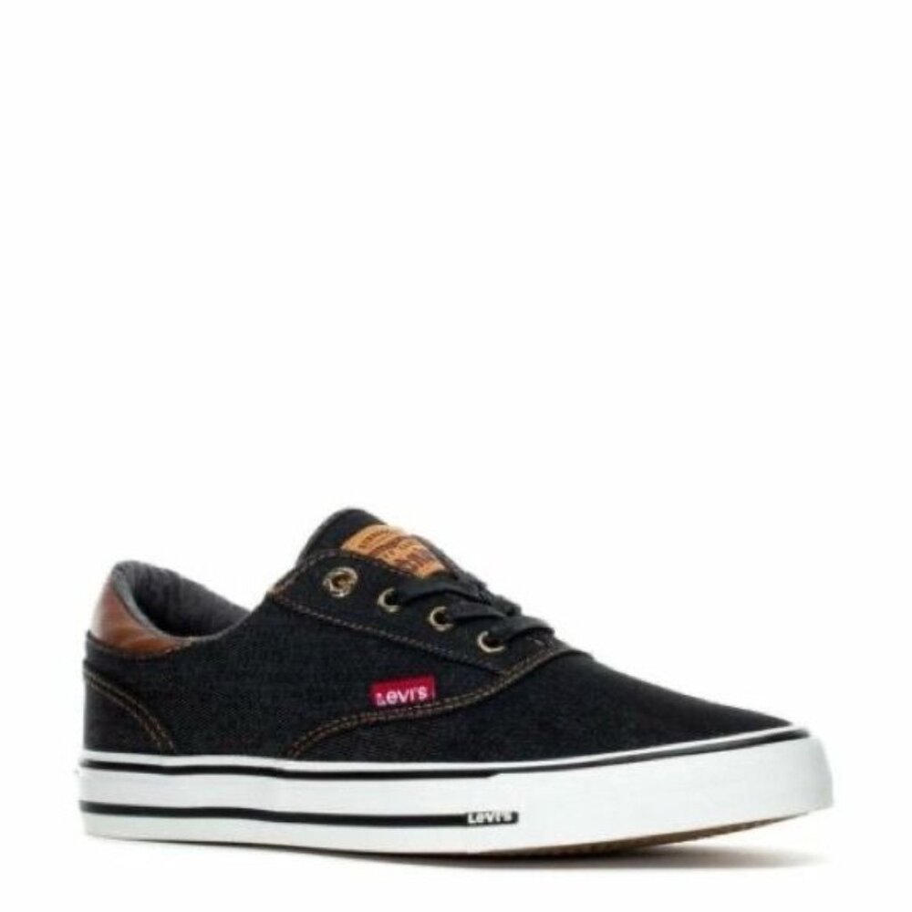 Levis Ethan Denim II Canvas Low Sport Sneakers Black & Tan Size 13 NWOT
